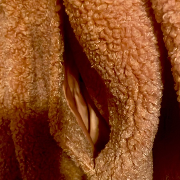 Teddy bear coat. Long Mauve Size L - Picture 4 of 5